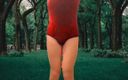 Ladyboy Kitty: Гаряча червона одягнена красива на відкритому повітрі відео мене в парку наодинці, але збудливо від того, що мене спіймали