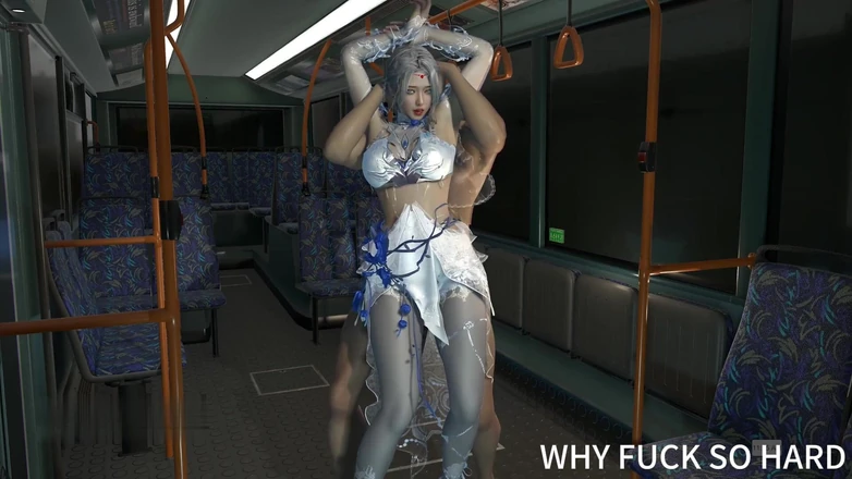 Why fuck so hard: O curvă asiatică sexy costumată 3D a fost futută în public