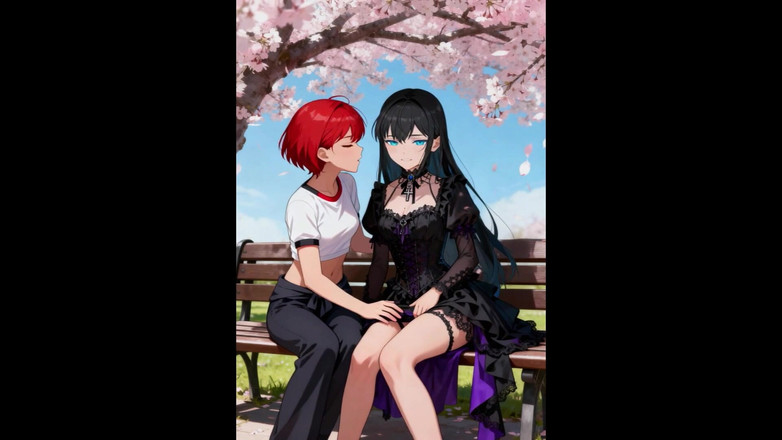 Sdanimacionescol: Akari &amp; yuki lesbische fingern unter dem baum- Anime- spanisches audio-...