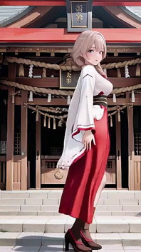 Forbidden Contrast Between Shrine & Bedroom, Wet Secrets Under Red & White Kimono.