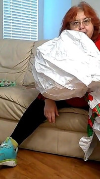 BBW Mature Redheaded Nurse Vicki Blows up Inflatable Snowman for You