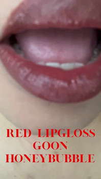 Применение красной lipgloss губ, фетиш, gooning, женское доминирование, Финдом