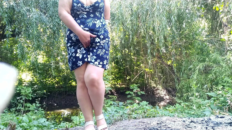 OurFetishLife: Peeing standing through pink panties in nature