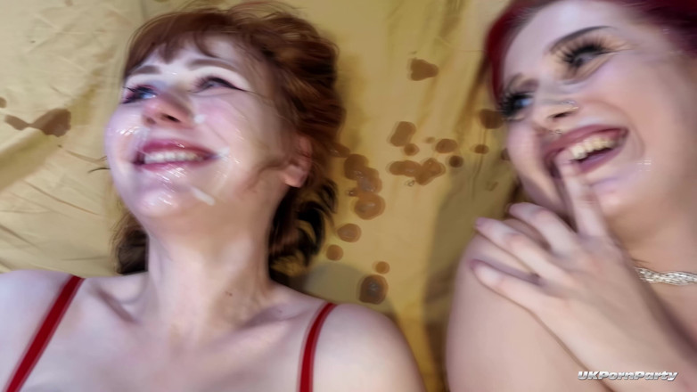 100% Amateur Gangbang and Bukkake from the UK!: Three Beautiful UK Babes Tasting Everyone's Cum