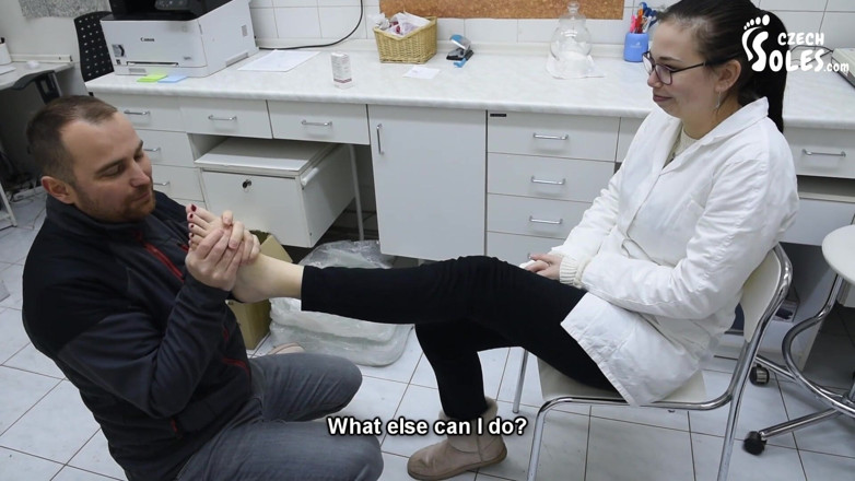 Czech Soles - foot fetish content: Man Worships Big Bare Feet of One Cute Pharmacist