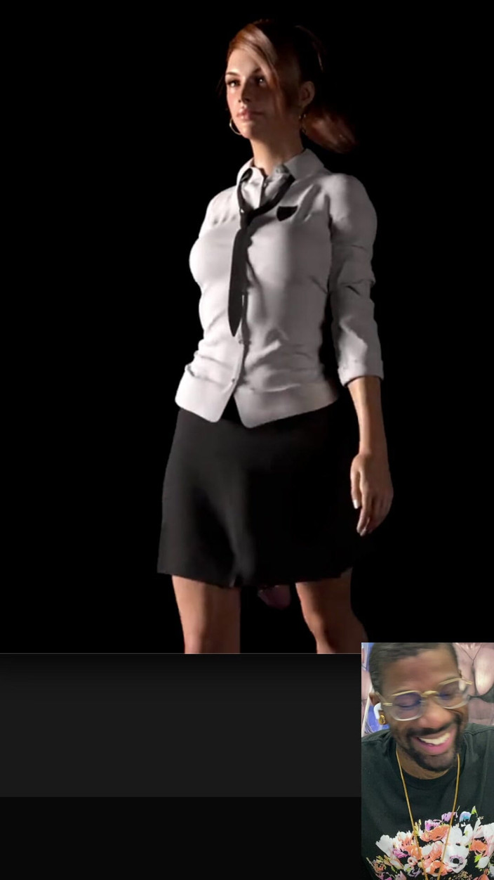 L6RD7BLU3 FUTA: Transgender kantoordame gaat werken met haar dikke pik eruit