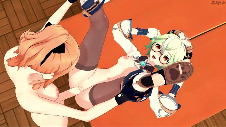 Hentai Smash: Futa Jean fucks Sucrose on a table and cums on...