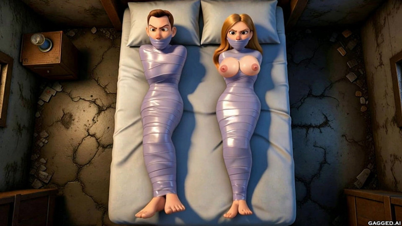 Gagged AI Cartoons: Legato e guardato