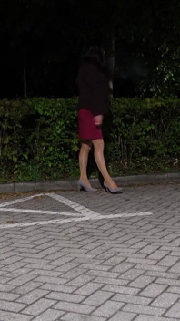 My Red Dress and Glossy Tights Are Getting Peed on