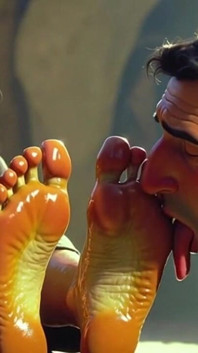 Hombre dedicado a los pies de la anciana en asilo