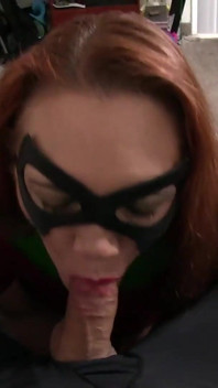 Superheroine Robin Gives Bondage Blowjobs