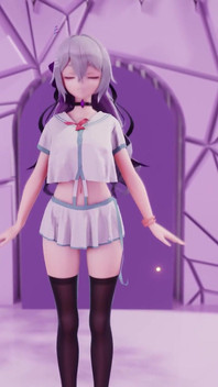 [mmd] Phut Hon College Girl Uniform; Black Stockings; Jiggling Breasts
