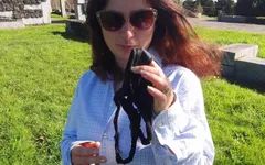 Fetish. Hot Teen Girl Peeing Standing in Park