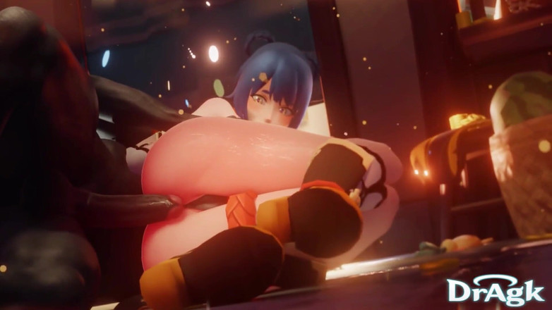 DrAgk: Timeskip Stringing wordt geneukt in haar eigen keuken Genshin impact 3D-animatie...