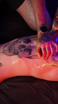 Camilo Brown Giving an Intense Oil Handjob to Hot Tattooed Twink Inked Mike