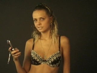 Flash Model Amateurs: Brunette in lingerie on the phone