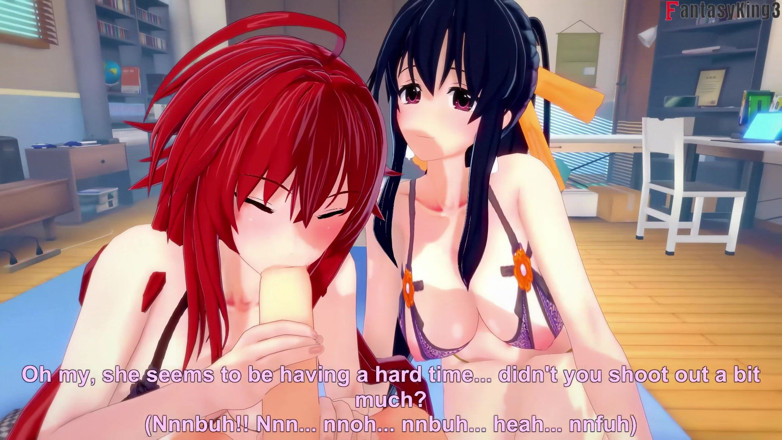 Fantasy king: Akeno ve Rias bana sürpriz yapıyor çifte sakso - dxd ntr madness...