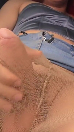 Soaking My White Cock in Pantyhose thumbnail