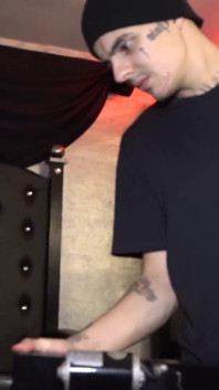 Tattooed guy whiping her nasty ass