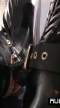 Caged and gagged Rubber Sissy get fucked