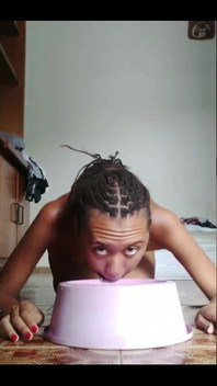 A Naughty Little Showing off While Eating Her Breakfast