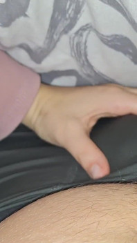 Quick Handjob From My Busty Girlfriend Under the Blanket