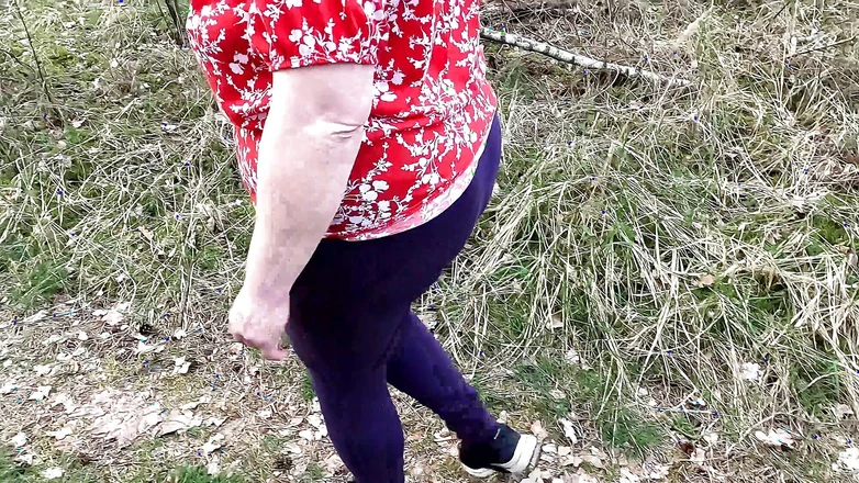 Bouncy Tits Action: In Front of the Bench in the Woods Her Tits...