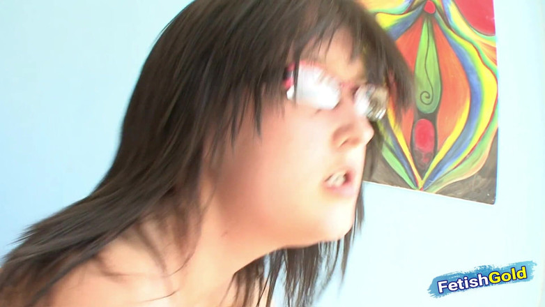 Big Boobs at Play: Brunette teen with glasses gets her tight pussy destroyed by...