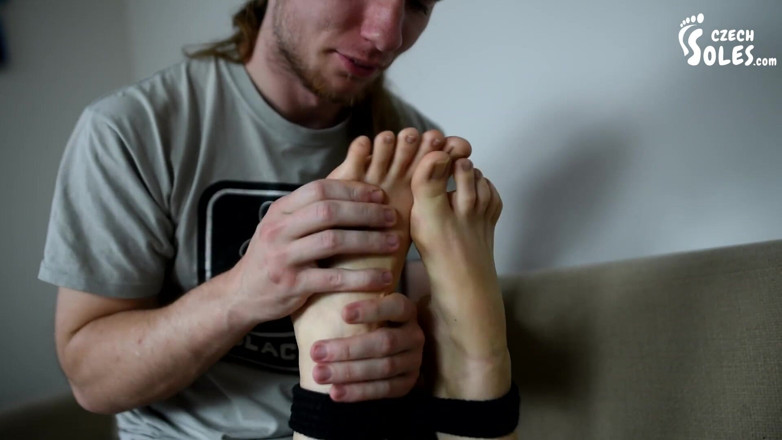 Czech Soles - foot fetish content: Sub-girl bondage with foot tickling and punishment
