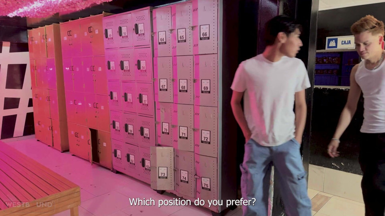 Latin Twinks: Sauna Locker Room: Harold Smith Fucks Gilbert Moon in Doggy...