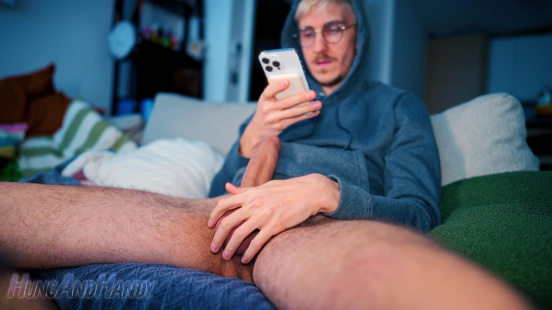 coupleofguys: Blond Guy Gooning His Massive Uncut Cock on Webcam Rooms...