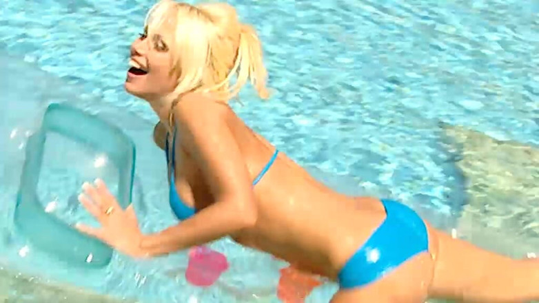 Dark Holes: Stunning Woman Strips in the Pool