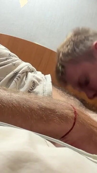 Suck Each Other with Stepdad and Cum in Mouth in Hotel