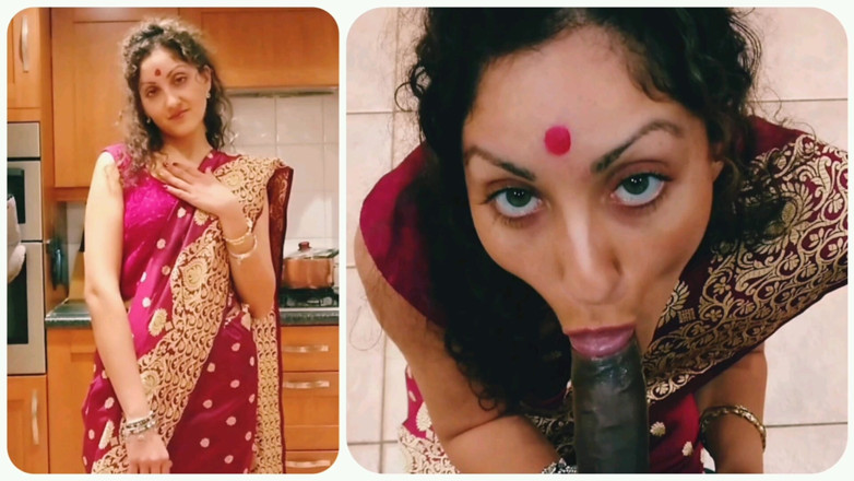 POV_Indian: Desi indiana india in Saree fa un pompino ad un...