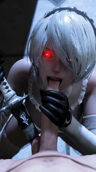 2b Nier Cowgirl Ride & Blowjob Facial - 3D POV