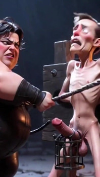 CBT Humiliation - BBW Mistress Whipping Locked Slave Cock