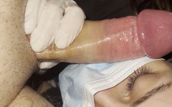 Latina Slut Giving a Handjob in Tigth Latex Gloves