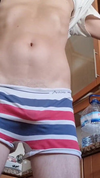 Showing off My Boxers and Bulge in the Kitchen