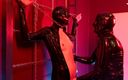 Rubber pervs: Slave Girl in Latex Catsuit in Electro-shock-heels
