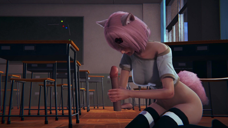 Waifu club 3D: Awek kolej Neko melancap zakar awak