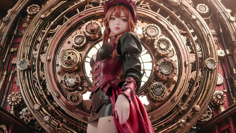 Seraphina Vale: Steampunk Duchess! Red-haired Mechanical Girl Teasing in the Gear Hall.