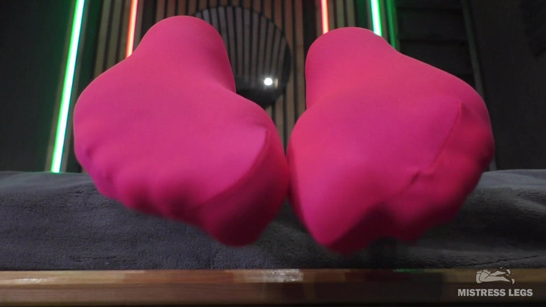Mistress Legs: Meus pés sensuais provocando em meia-calça rosa opaca