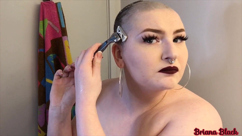Briana Black: Smooth head shaving custom