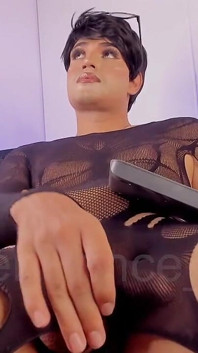 Good Boy Femboy Ken Masturbates in Tights and Asks to Be Watched