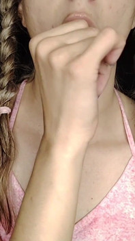 I Lick My Thin Fingers and Get a Large Portion of Cum on My Plump Lips.