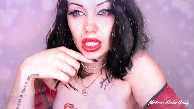 Goddess Misha Goldy: क्रिसमस सीईई और सभी लाल पर अपमान! माइंड चुदाई!
