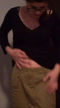 Skinny Teen with Glasses Full Bladder Desperation and Trying Pee on the Floor