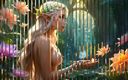 AI Girls: Beautiful Big Breasted Nude Elf Girl Examining a Rare Flower...