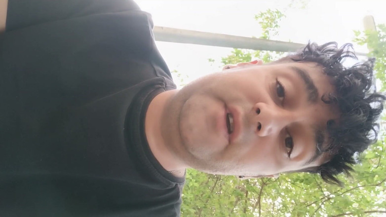 Idmir Sugary: Smoking Outdoor and Showing Balls and Soft Uncut Cock