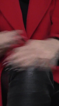 Lady Victoria Valente - Red Coat, Black Leather Pants, Beautiful Hands, Black Fingernails, Close-ups, JOI
